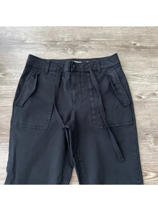 Vince Utility Crop Pants Womens 10 Black Ankle Cropped Belted - Picture 2 of 16